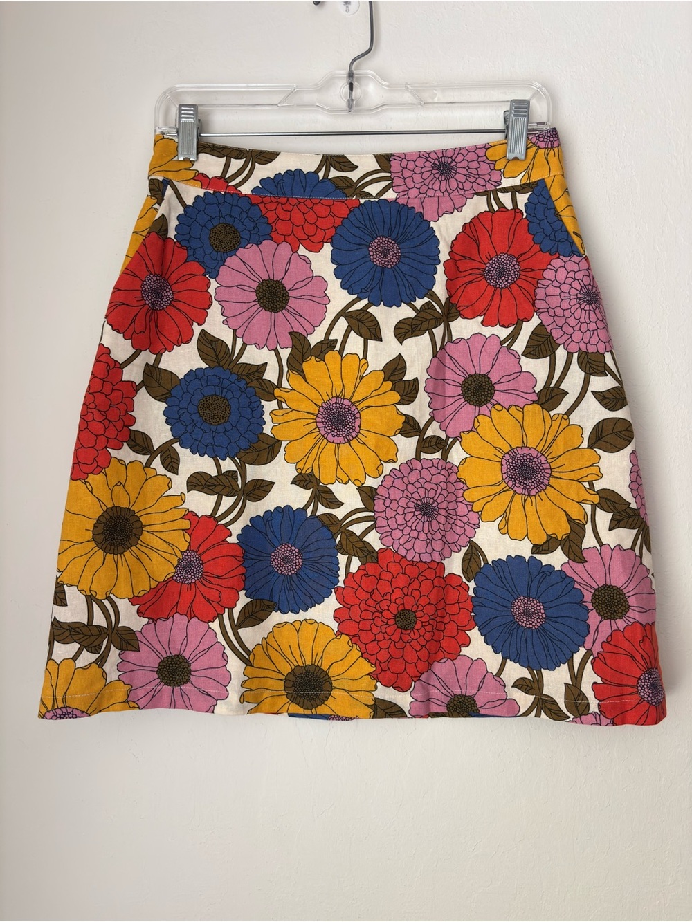 Princess Highway Floral Skirt Sz US 6 Linen Cotton Blend Vintage Inspired Retro
